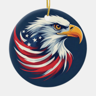 Bald Eagle Gift for Him – USA Patriotic Artwork Ceramic Ornament