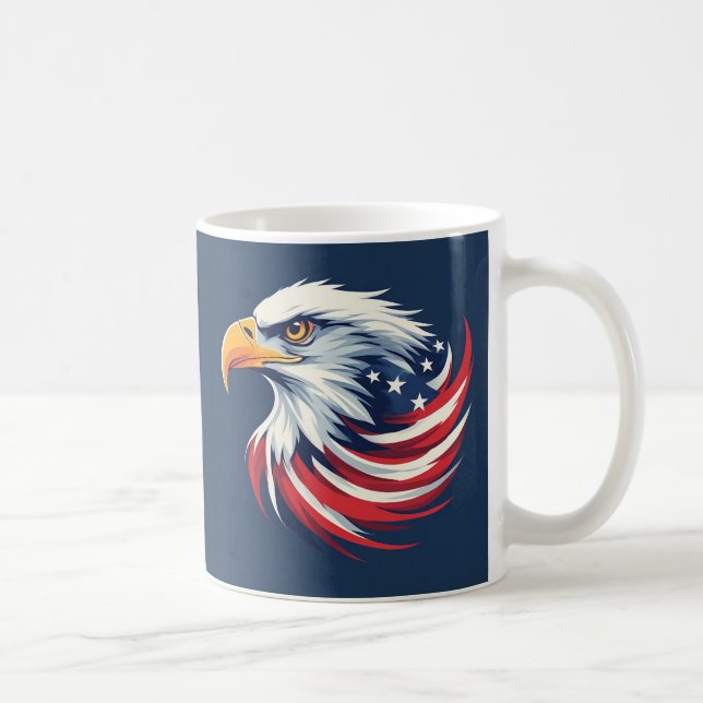 Bald Eagle Gift for Him – USA Patriotic Artwork Coffee Mug (Right)