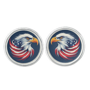 Bald Eagle Gift for Him – USA Patriotic Artwork Cufflinks
