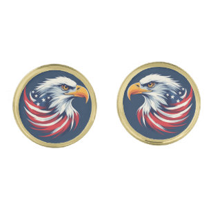 Bald Eagle Gift for Him – USA Patriotic Artwork Cufflinks