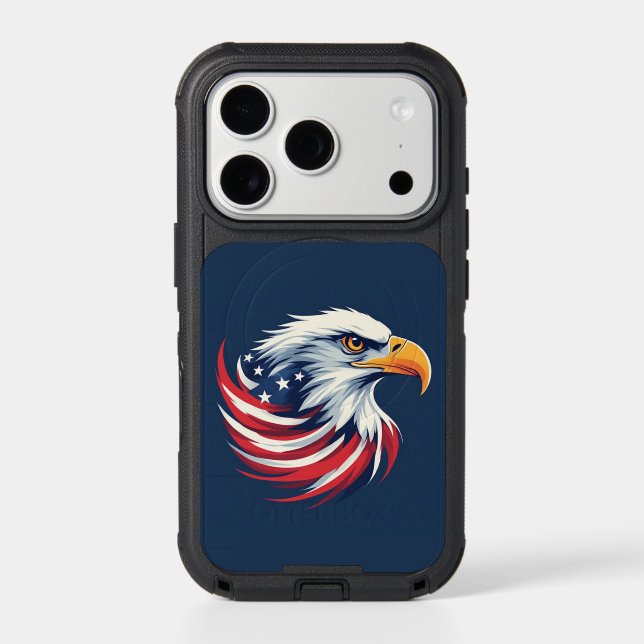 Bald Eagle Gift for Him – USA Patriotic Artwork Otterbox iPhone Case (Back)