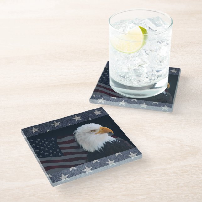 Bald Eagle Glass Coaster (Angled)
