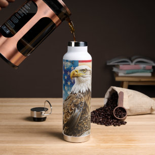 Bald Eagle Grunge USA Flag Water Bottle