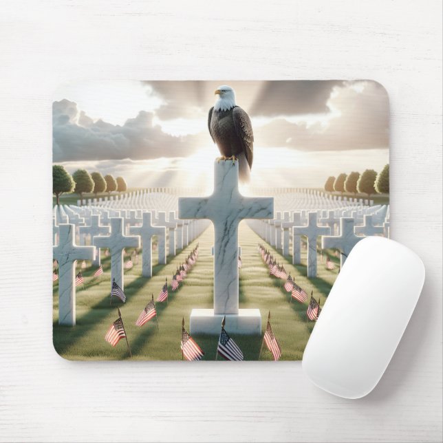 Bald Eagle Guarding A Military Cemetery Mouse Pad (With Mouse)