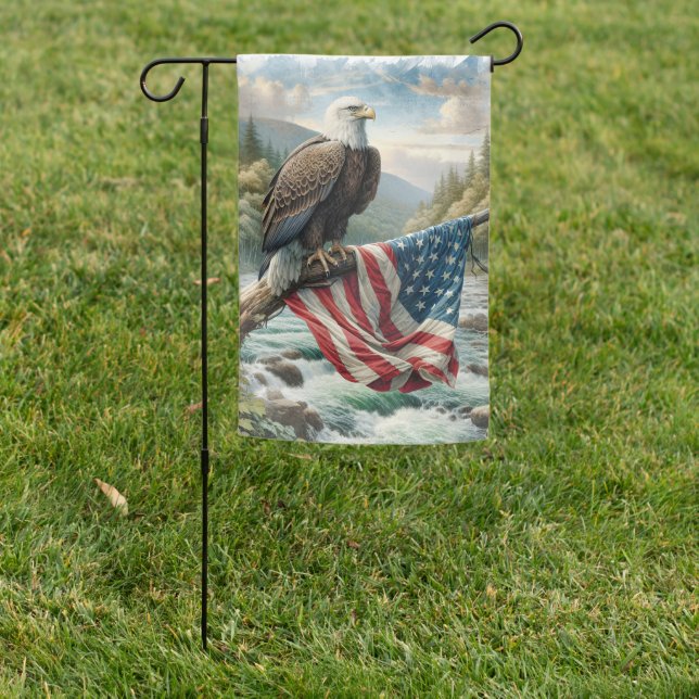 Bald Eagle Guarding The American Flag (In SItu)
