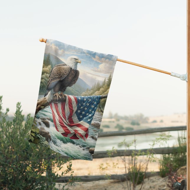Bald Eagle Guarding The American Flag (Insitu (Back))