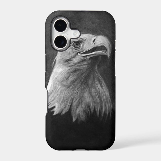 Bald Eagle, Hand Drawn Graphite Iphone Case (Back)