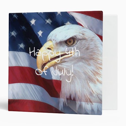 bald Eagle head American flag Fourth of July 3 Ring Binder