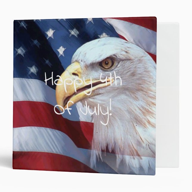 bald Eagle head American flag Fourth of July 3 Ring Binder (Front/Inside)