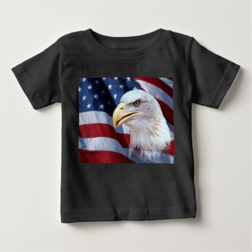 bald Eagle head American flag Fourth of July Baby T_Shirt