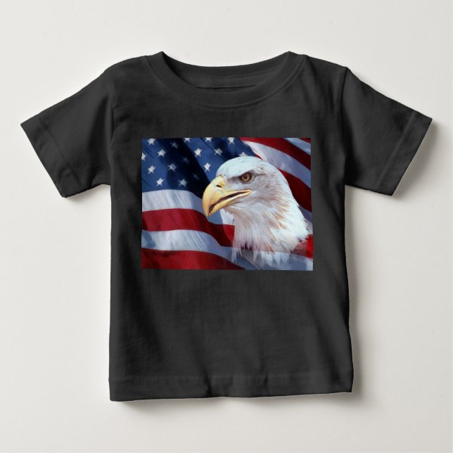 bald Eagle head American flag Fourth of July Baby T-Shirt (Front)