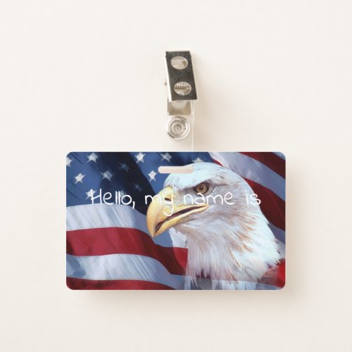 bald Eagle head American flag Fourth of July Badge
