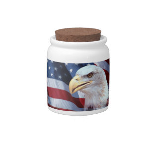 bald Eagle head American flag Fourth of July Candy Jar
