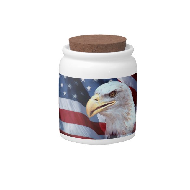 bald Eagle head American flag Fourth of July Candy Jar (Front)