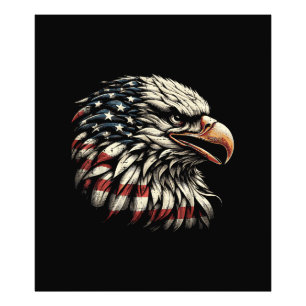 Bald Eagle Head American Flag USA Patriotic Men Wo Photo Print
