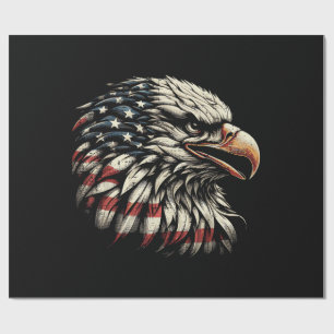 Bald Eagle Head American Flag USA Patriotic Men Wo Wrapping Paper