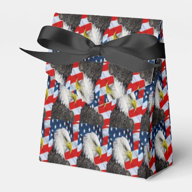 Bald Eagle head and a American flag Favor Boxes (Front Side)