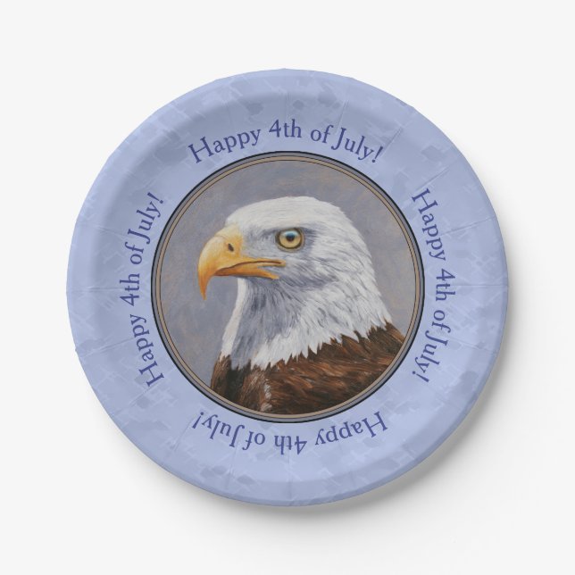 Bald Eagle Head Blue Paper Plates (Front)
