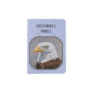 Bald Eagle Head Blue Passport Holder