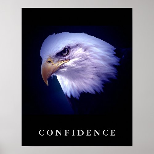 Bald Eagle Head Motivational Confidence Art Poster