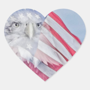 Bald Eagle Head & the American Flag Heart Sticker
