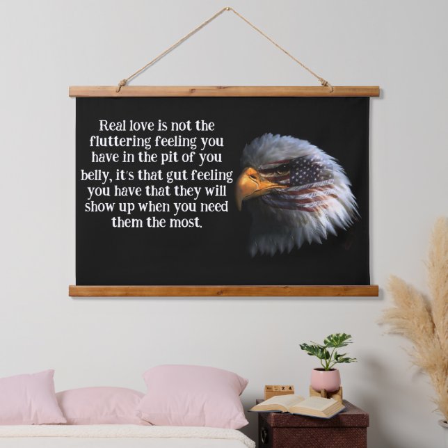 Bald Eagle head with a American flag on his face Hanging Tapestry (Bedroom)