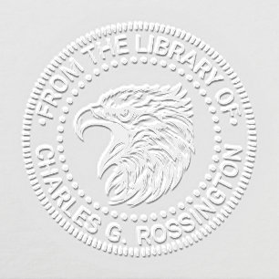 Bald Eagle Head with Open Beak Library Book Name Embosser