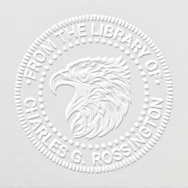 Bald Eagle Head with Open Beak Library Book Name Embosser (Design)