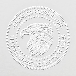 *Bald Eagle Head with Open Beak Name Return Addres Embosser