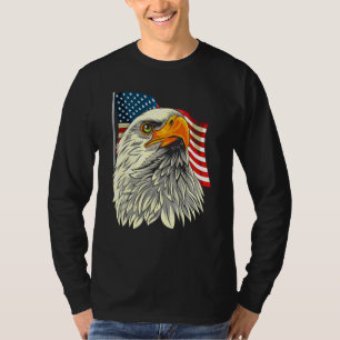 Bald Eagle Head With Stars And Stripes Flag   Amer T-Shirt