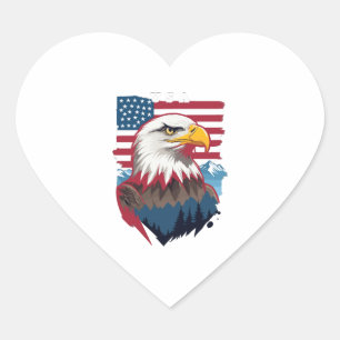 Bald Eagle Heart Sticker