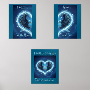 Bald Eagle Heart Triptych Art Print Set of 3
