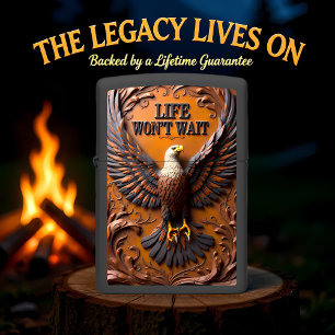 Bald Eagle High Relief Ornate Scroll Zippo Lighter
