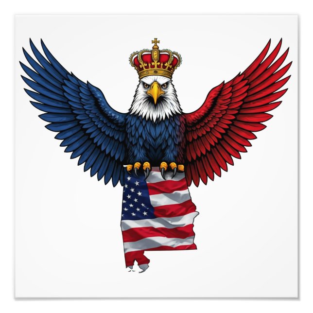 Bald Eagle holding map of ALABAMA state  Photo Print (Front)