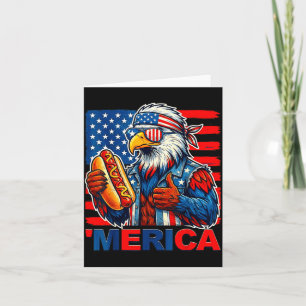 Bald eagle hotdog american flag funny 4th of july card