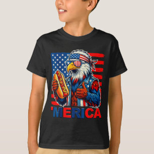 Bald eagle hotdog american flag funny 4th of july T-Shirt