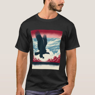 Bald Eagle Hunting With Flag In Sky Long Sleeve T T-Shirt