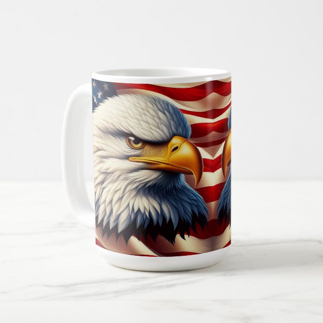 Bald Eagle Illustrating American Patriotism  Coffee Mug (Front Left)