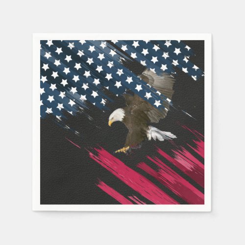 Bald Eagle in American Flag Abstract  Napkins