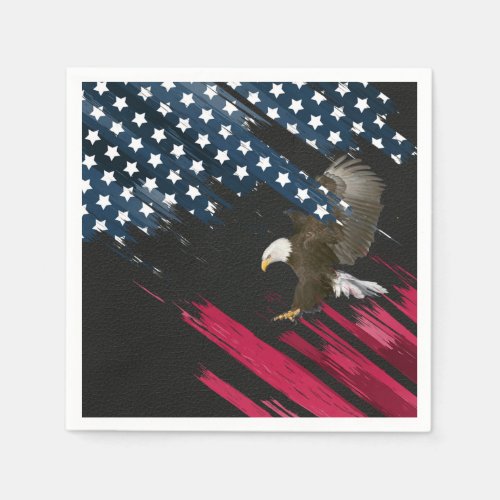 Bald Eagle in American Flag Abstract Napkins