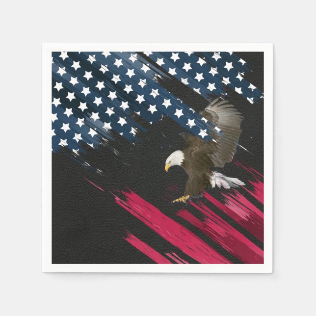 Bald Eagle in American Flag Abstract Napkins (Front)