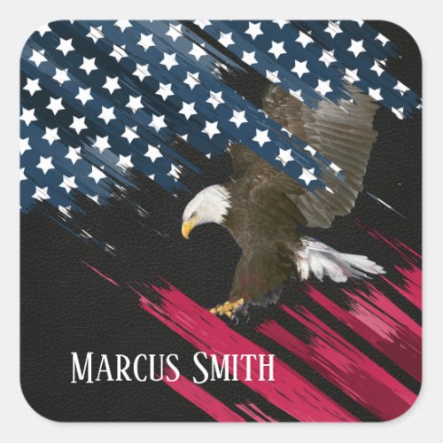 Bald Eagle in American Flag Abstract  Square Sticker