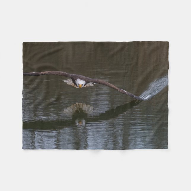 Bald Eagle in Flight Fleece Blanket (Front (Horizontal))