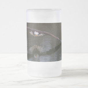 Bald Eagle in Flight Frosted Glass Beer Mug