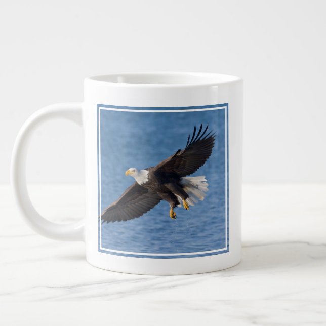 Bald eagle in flight giant coffee mug (Left)