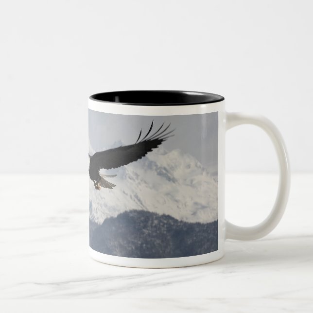 Bald Eagle in Flight, Haliaeetus leucocephalus, Two-Tone Coffee Mug (Right)