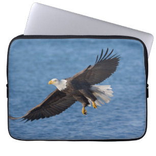 Bald eagle in flight laptop sleeve