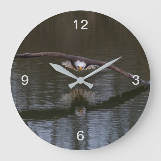 Bald Eagle in Flight Large Clock (Front)