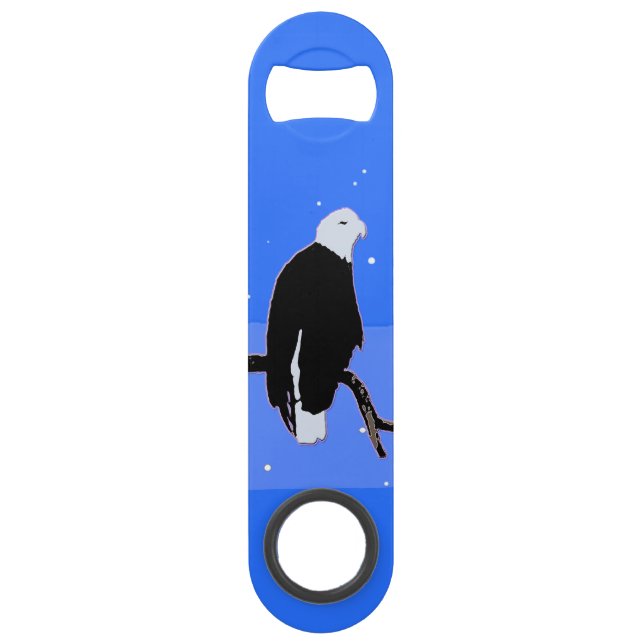 Bald Eagle in Winter  - Original Wildlife Art Bar Key (Front)