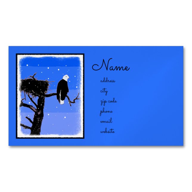 Bald Eagle in Winter  - Original Wildlife Art Business Card Magnet (Front)